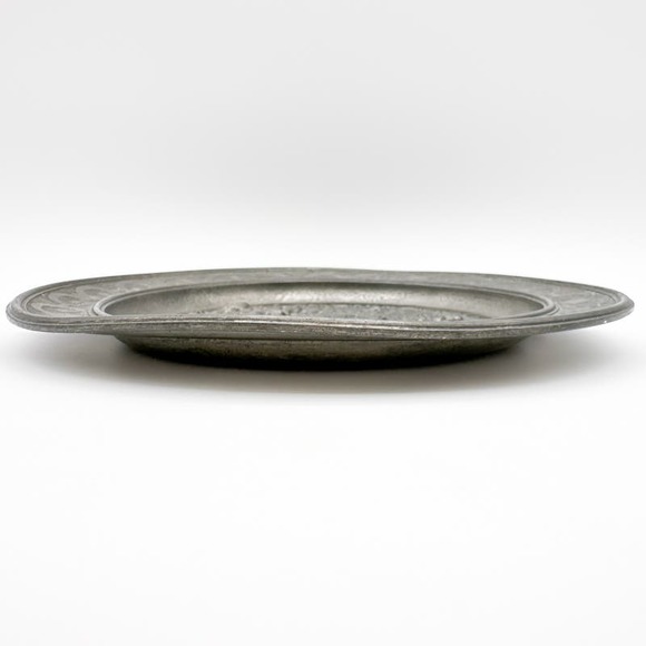 Antique SKS Zinn Hanging Plate 95% Pewter Rare Germany Farming Sheppard Scene - Picture 11 of 13